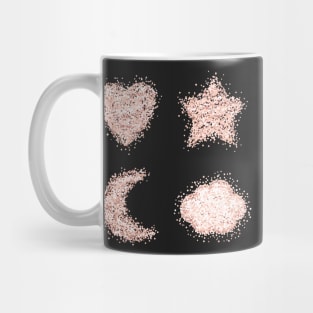 Pink gold glitter heart, star, moon and cloud Mug